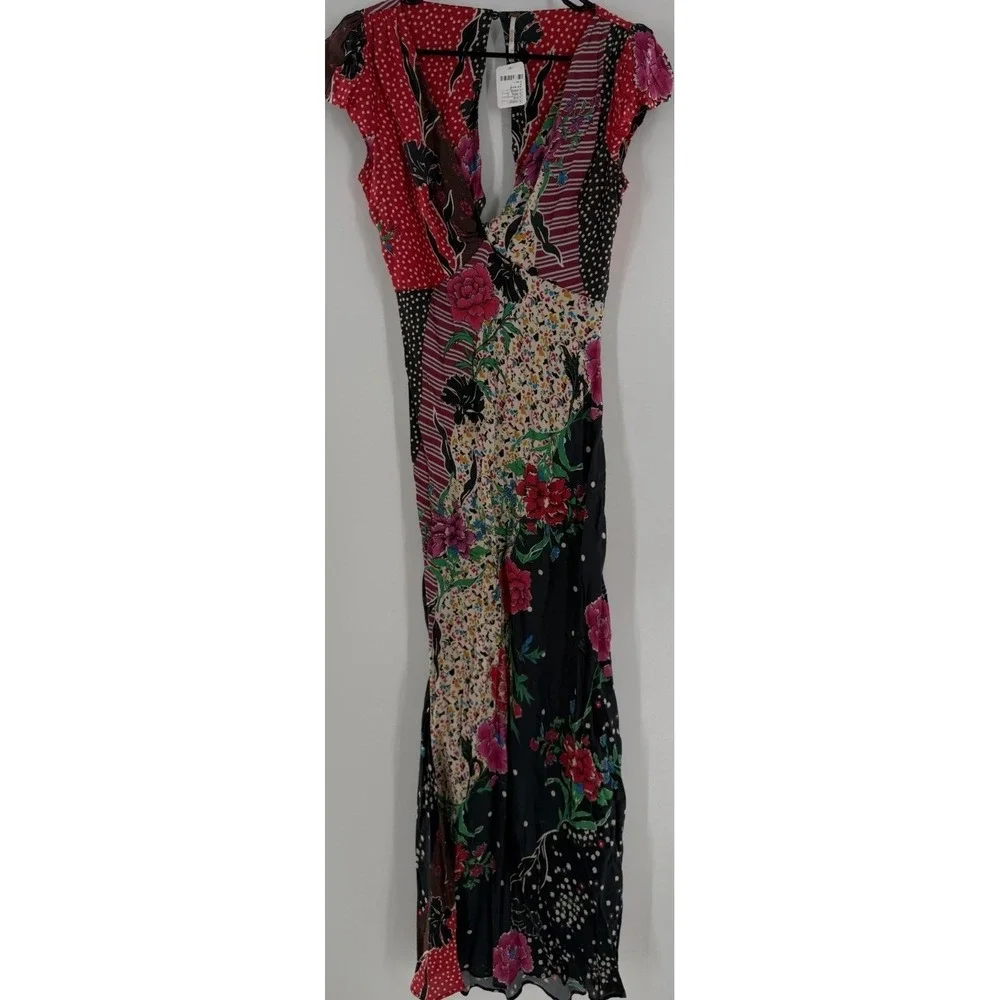 Free People Echo Chamber Maxi Dress Floral Size S Sundress Boho chic Patchwork